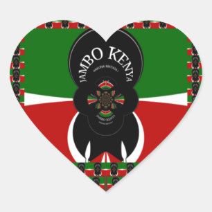 Lovely Kenyan Hearts flag Black Red Green Design Heart Sticker