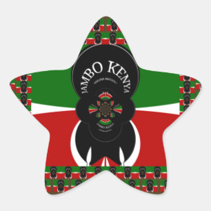 Lovely Kenyan Hearts flag Black Red Green Design Star Sticker