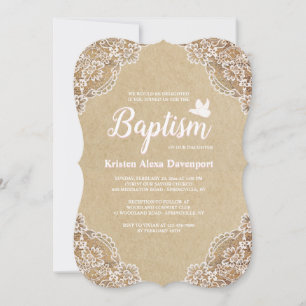 Lovely Lace Baptism Invitation