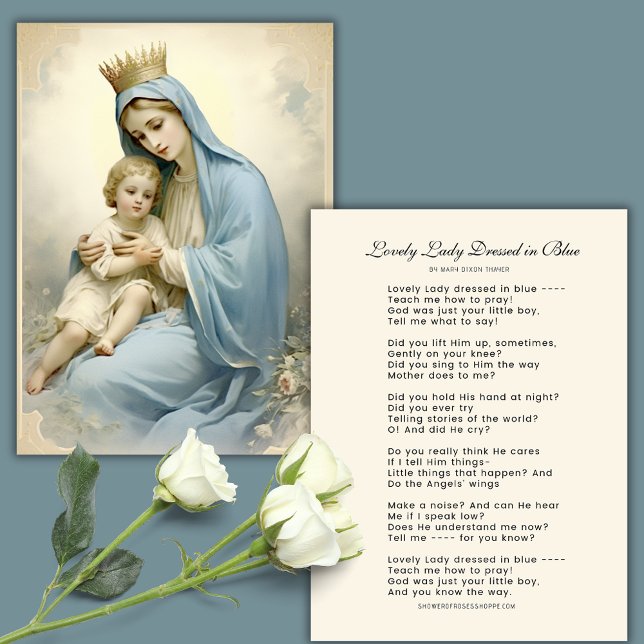 Lovely Lady Dressed in Blue Poem Mary and Jesus  Business Card (Creator Uploaded)