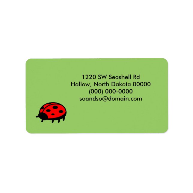 Lovely Ladybug Green Address Label (Front)