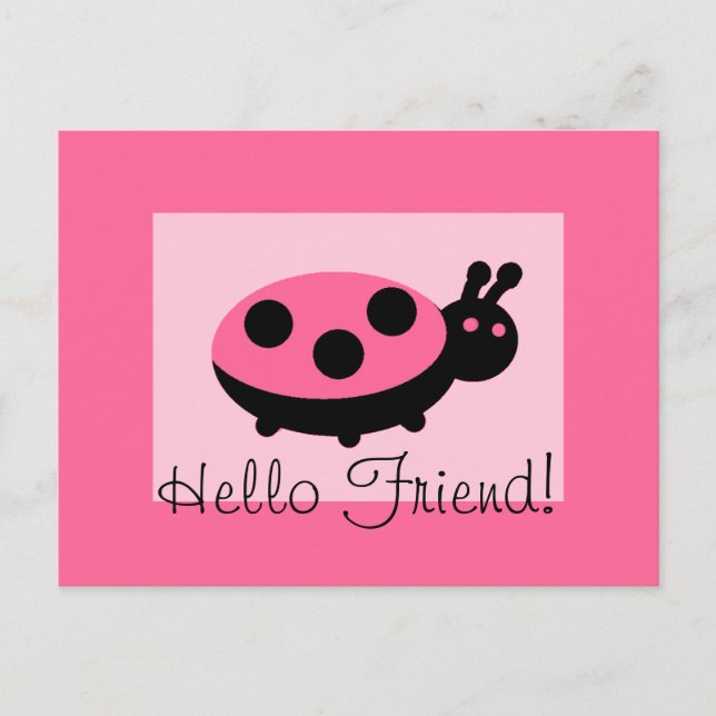 Lovely Ladybug "Hello Friend" Postcard (Front)