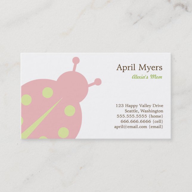 Lovely Ladybug Mummy Cards (Front)