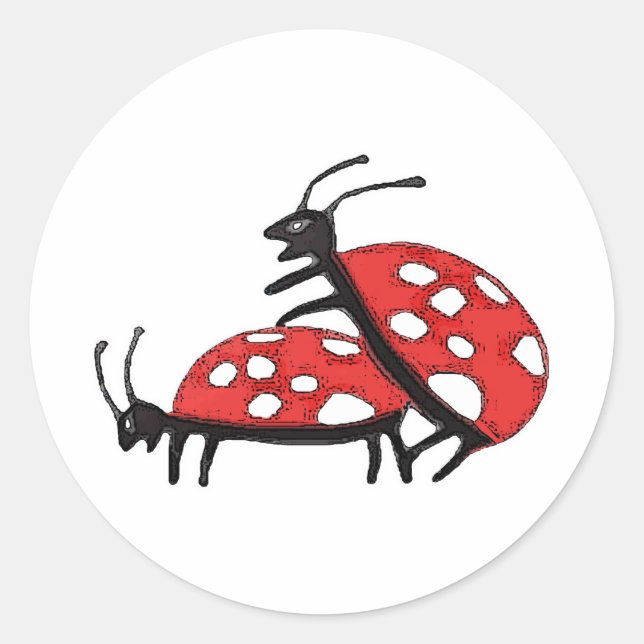 Lovely Ladybugs Classic Round Sticker (Front)