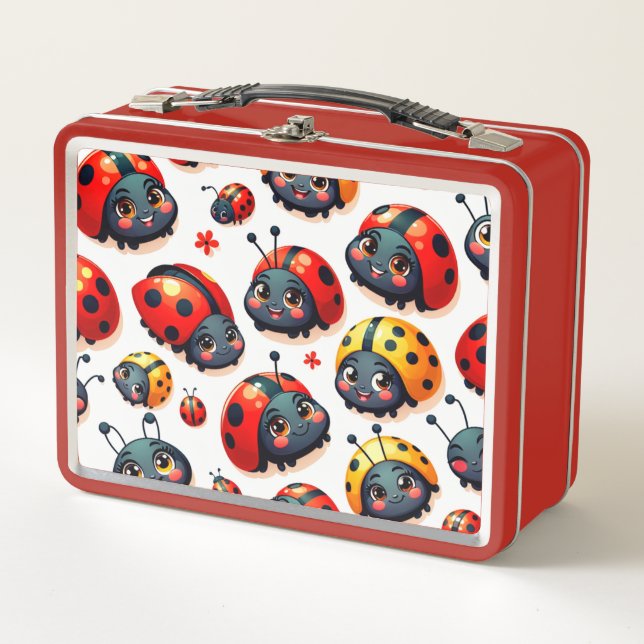 Lovely Ladybugs Metal Lunch Box (Front)