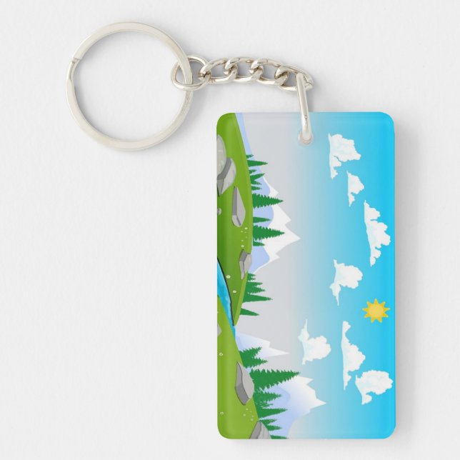 Lovely landscape drawing key ring (Front)