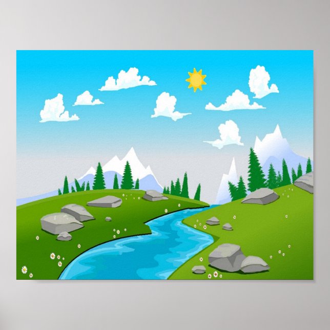 lovely landscape drawing poster (Front)