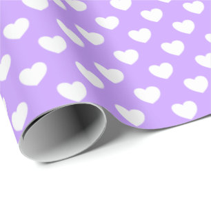 Lovely Lavender And Cute White Loving Hearts Wrapping Paper