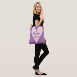 Lovely Lavender Bride Pink Heart Tote Bag