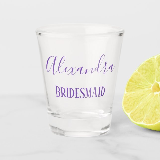Lovely Lavender Bridesmaid Keepsake Shot Glass (Front)