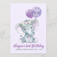 Lovely Lavender Elephant with Purple Balloons