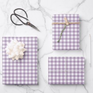 Lovely Lavender Gingham Check Pattern Wrapping Paper Sheet
