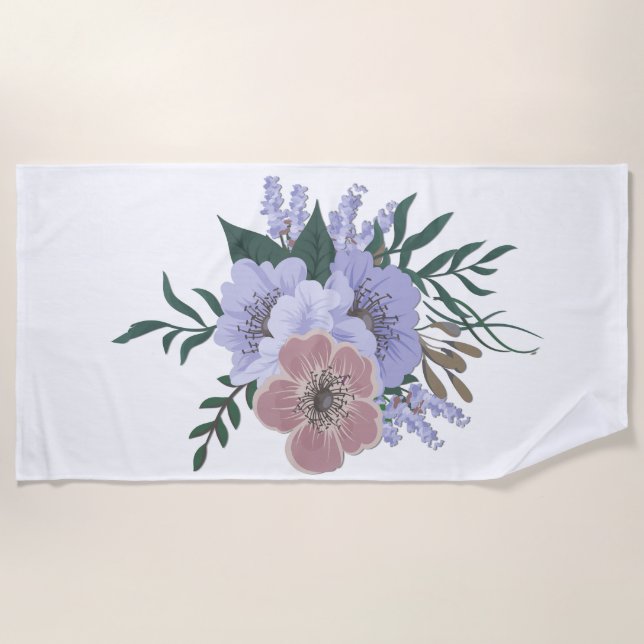 Lovely Lavender in Bouquet  Beach Towel (Front)