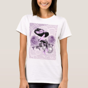 Lovely Lavender Lady Vintage Lace Spaghetti Straps T-Shirt