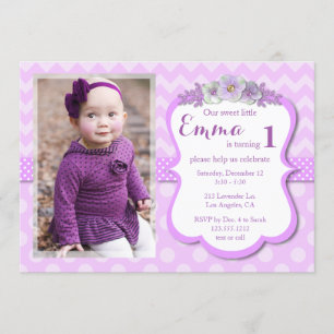 Lovely Lavender Photo Birthday Party Invitation