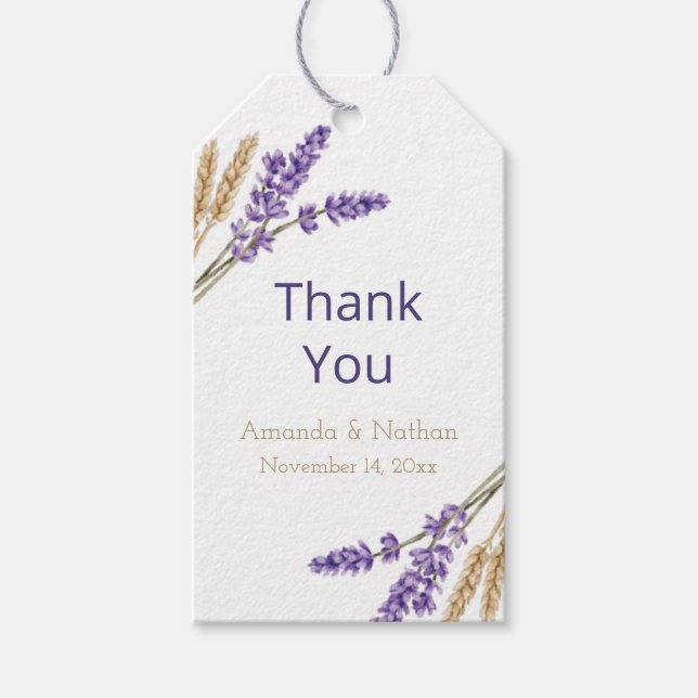 Lovely Lavender & Wheat Gift Tags (Front)