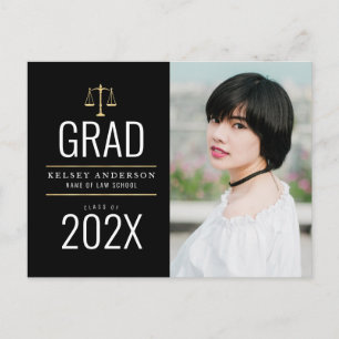 lovely law school graduation announcement postcard
