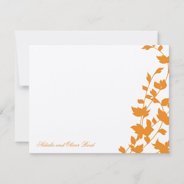 Lovely Leaves Flat Thank You Cards - Orange (Front)