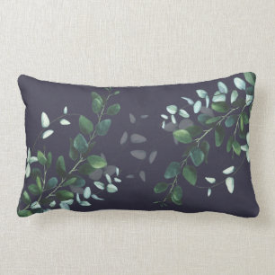 Lovely Leaves on Navy Lumbar Pillow