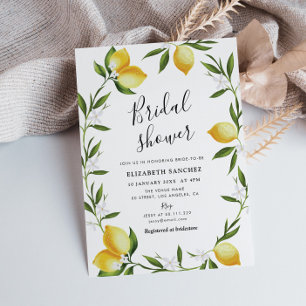 lovely lemon foliage bridal shower invitation