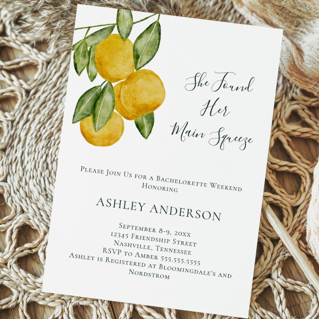 Lovely Lemon Tree Watercolor Bachelorette Party Invitation (Creator Uploaded)