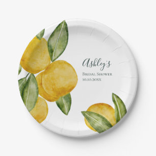 Lovely Lemon Watercolor Bridal Shower Personalised Paper Plate