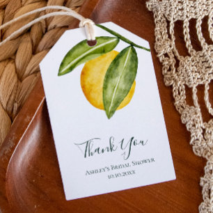 Lovely Lemon Watercolor Bridal Shower Thank You Gift Tags
