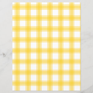 Lovely Lemon Yellow Plaid Scrapbook Paper