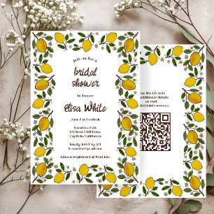 Lovely Lemons CUSTOM QR Code BRIDAL SHOWER Invitation