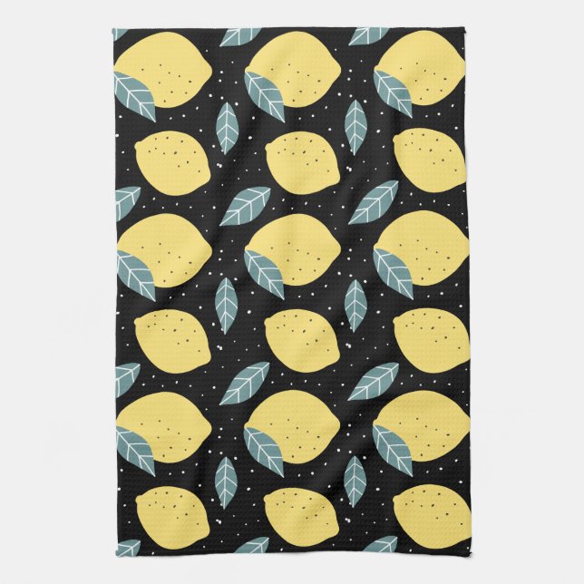 Lovely Lemons  In The Kitchen Pattern Tea Towel (Vertical)