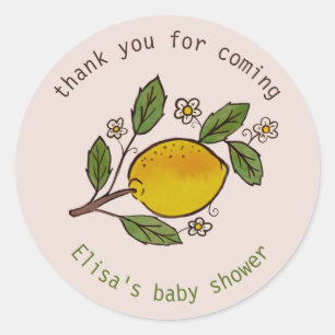 Lovely Lemons Rustic CUSTOM BABY SHOWER Classic Round Sticker