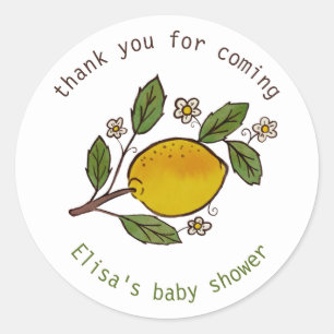 Lovely Lemons Rustic CUSTOM BABY SHOWER Classic Round Sticker