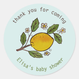 Lovely Lemons Rustic CUSTOM BABY SHOWER Classic Round Sticker