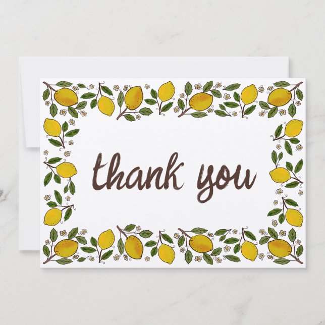 Lovely Lemons Rustic CUSTOM BABY SHOWER Thank You Card (Front)