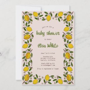Lovely Lemons Rustic CUSTOM QR Code BRIDAL SHOWER Invitation