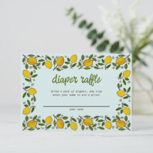 Lovely Lemons Rustic Watercolor Diaper Raffle Baby Enclosure Card