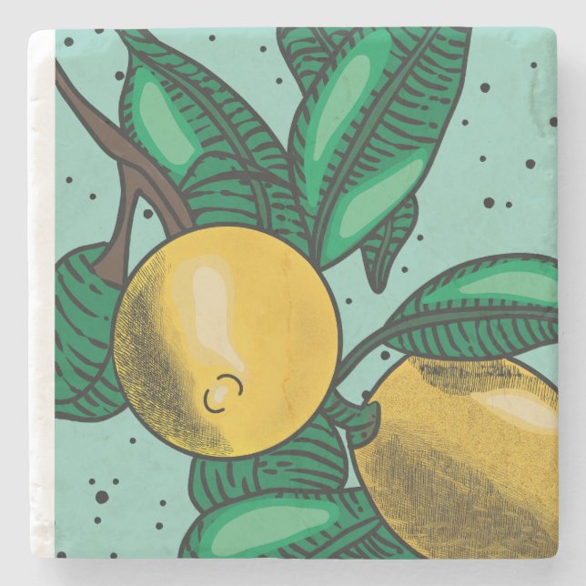 Lovely Lemons Stone Coaster (Front)