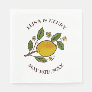 Lovely Lemons WEDDING Engagement Rustic CUSTOM  Napkin
