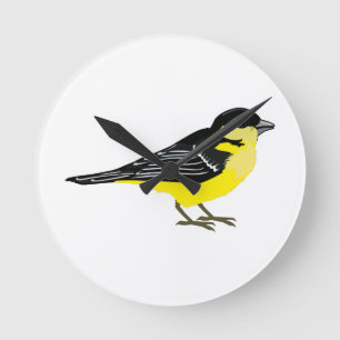 Lovely Lesser Goldfinch Round Clock