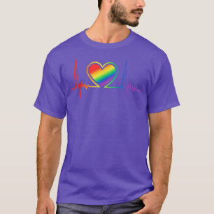 Lovely Lgbt Gay & Lesbian Pride Heartbeat Lgbtq Hu T-Shirt