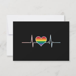 Lovely LGBT Gay Pride Heartbeat Lesbian Gays Love Thank You Card