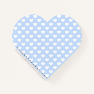 Lovely Light Blue And White Hearts Heart-Shaped Notebook