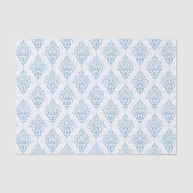 Lovely Light Blue Damask Pattern Tissue Paper (Front)
