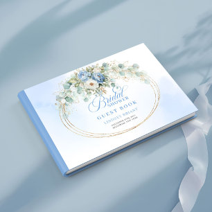 Lovely Light Blue Flowers Bridal Shower Guest Book