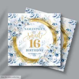 Lovely Light Blue Sweet 16 Guest Sign In Book Gold