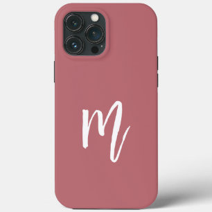 Lovely light burgundy with Stylish text Initial iPhone 13 Pro Max Case