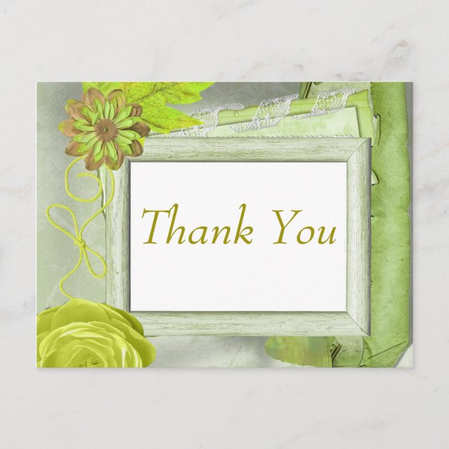 Lovely light Green Thank You Postcard (Front)