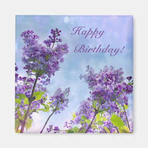 Lovely Lilac Happy Birthday Magnet