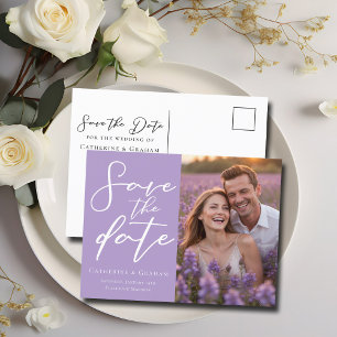 Lovely Lilac Purple Couple Photo Save the Photo Announcement Postcard