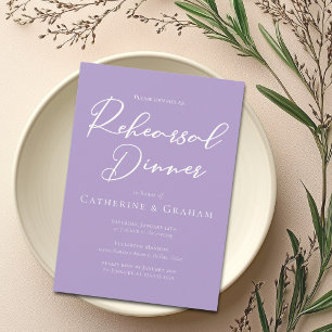 Lovely Lilac Purple Script Rehearsal Dinner Invitation